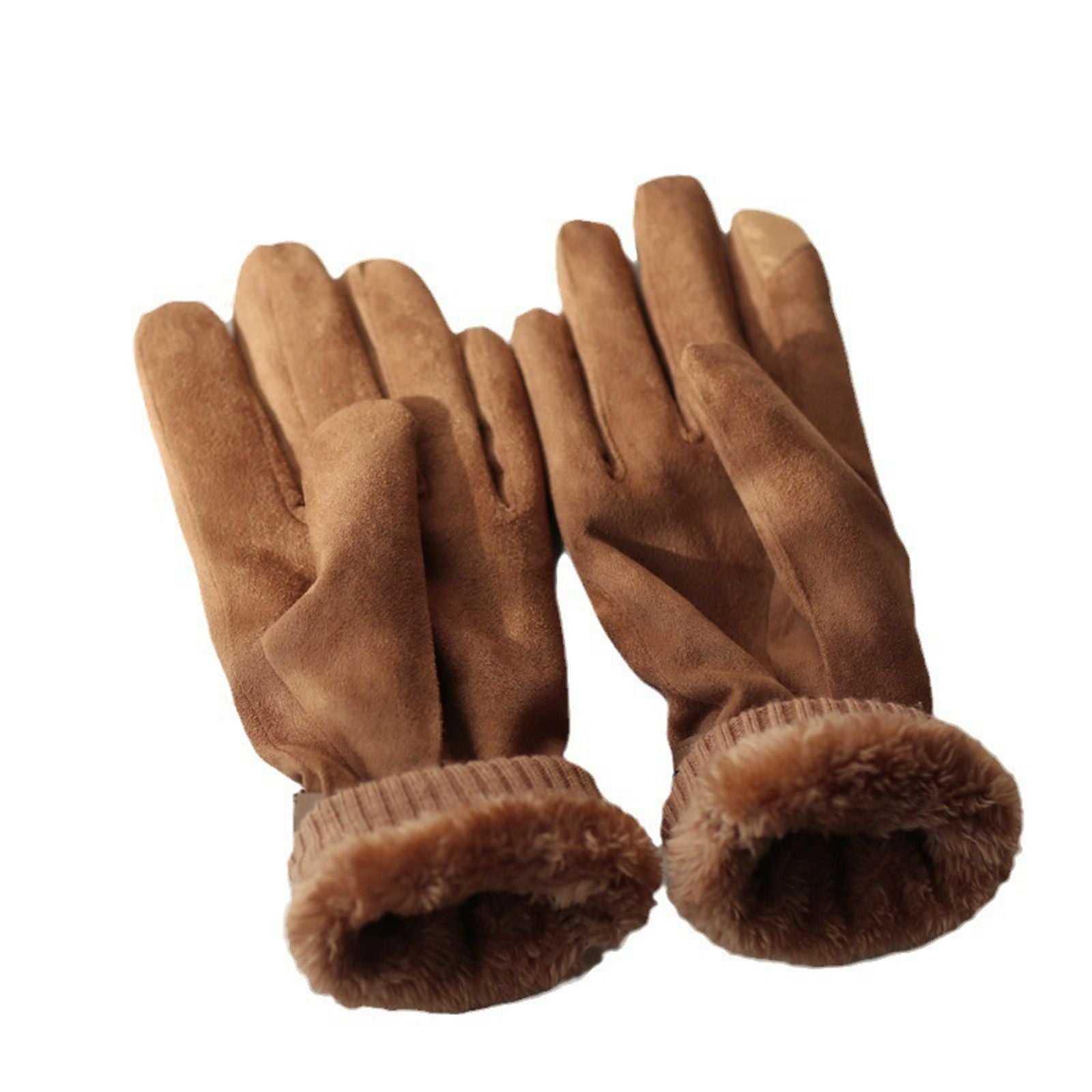 Men's Winter Warm Fleece-Lined Suede Touchscreen Gloves