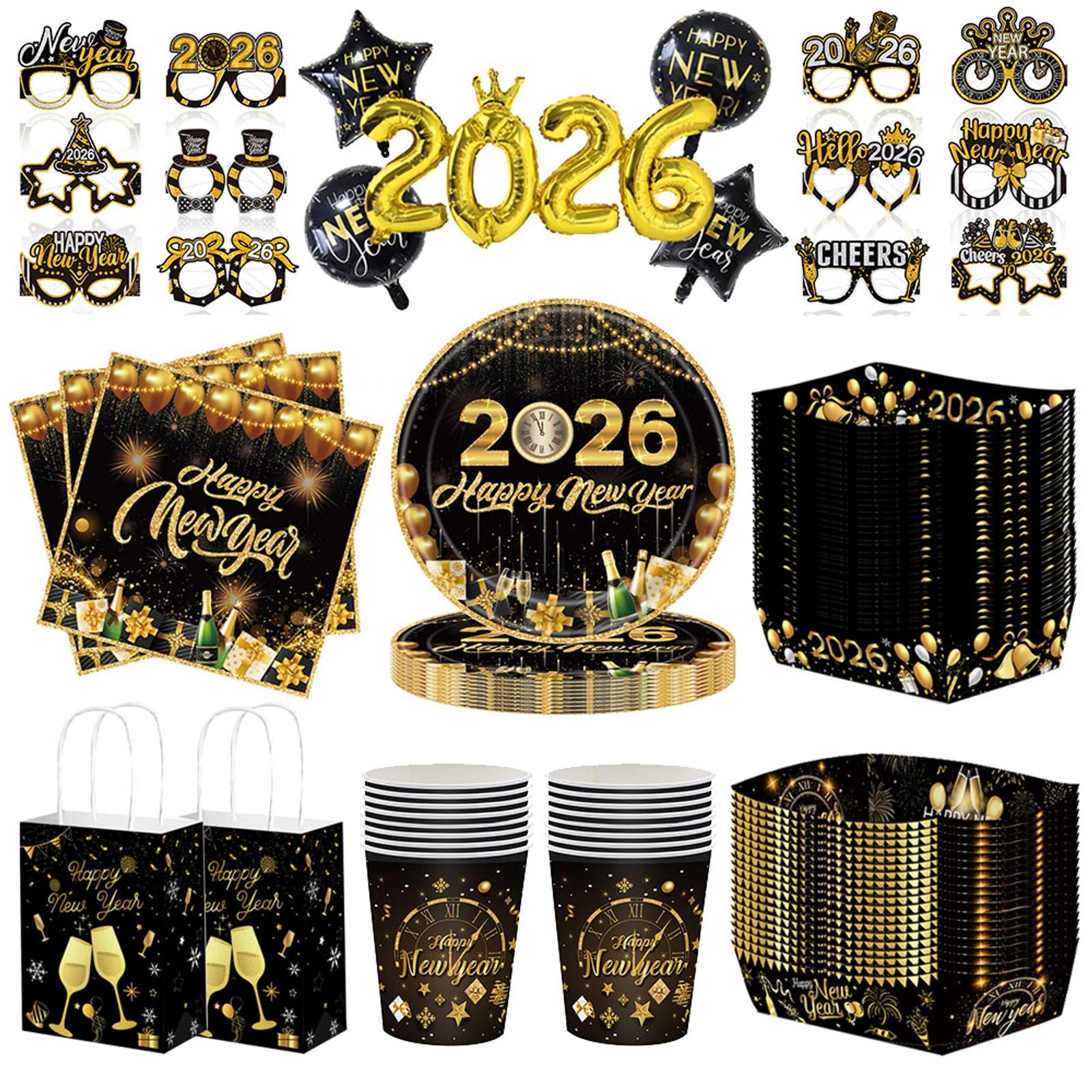 Happy New Year Party Supplies Set