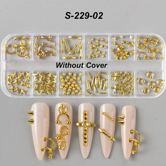 Y2K Punk Metal Nail Charms - 12 Grids Alloy Rivets