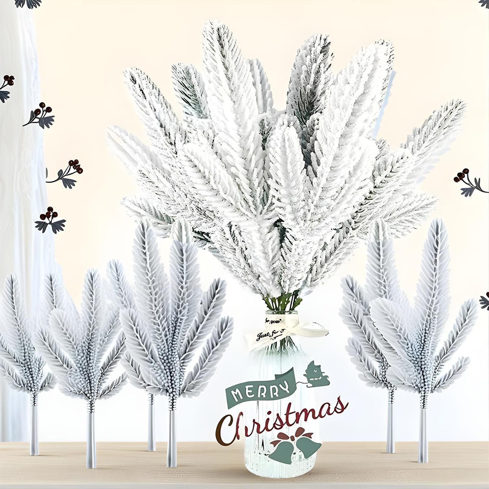 10 Pieces Reusable Christmas Pine Branches for Winter Decor