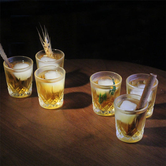 Embossed Glass Spirits Cups - Set of 2/4/6/8/12