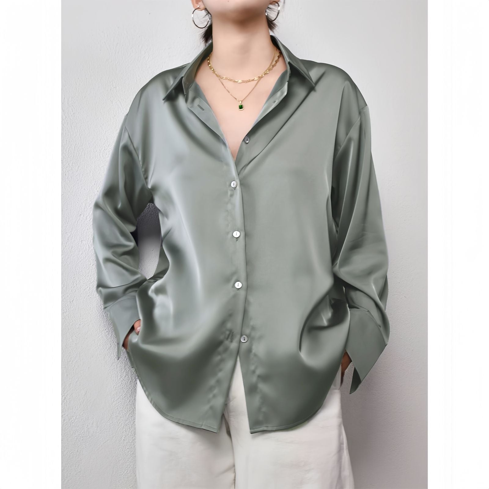 Elegant Multicolor Satin Casual Shirt for Women