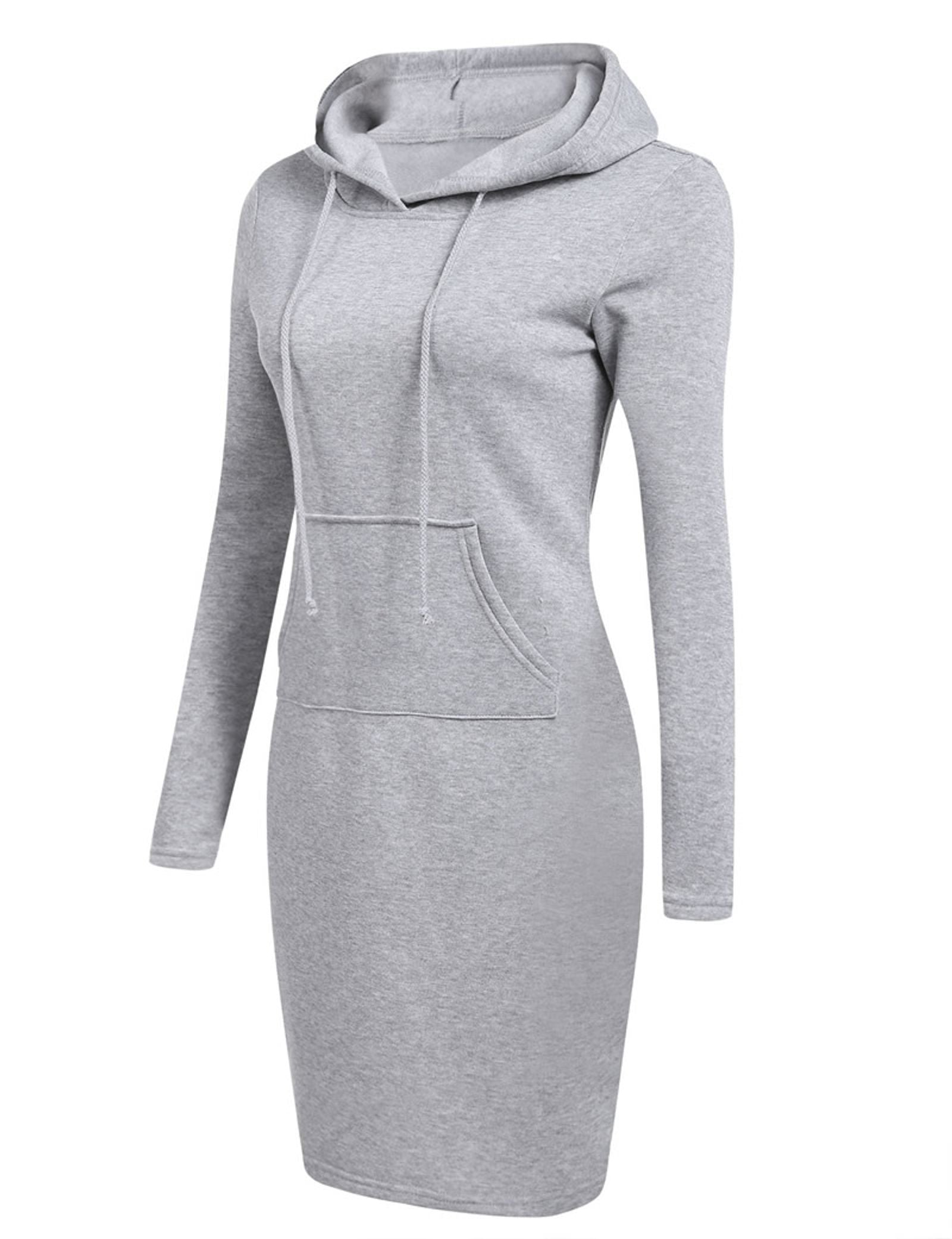 Ladies Autumn Hooded Dress Sweatshirt