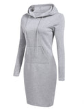 Ladies Autumn Hooded Dress Sweatshirt