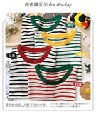 Women's Summer Stripe Knitted Round Collar T-Shirt