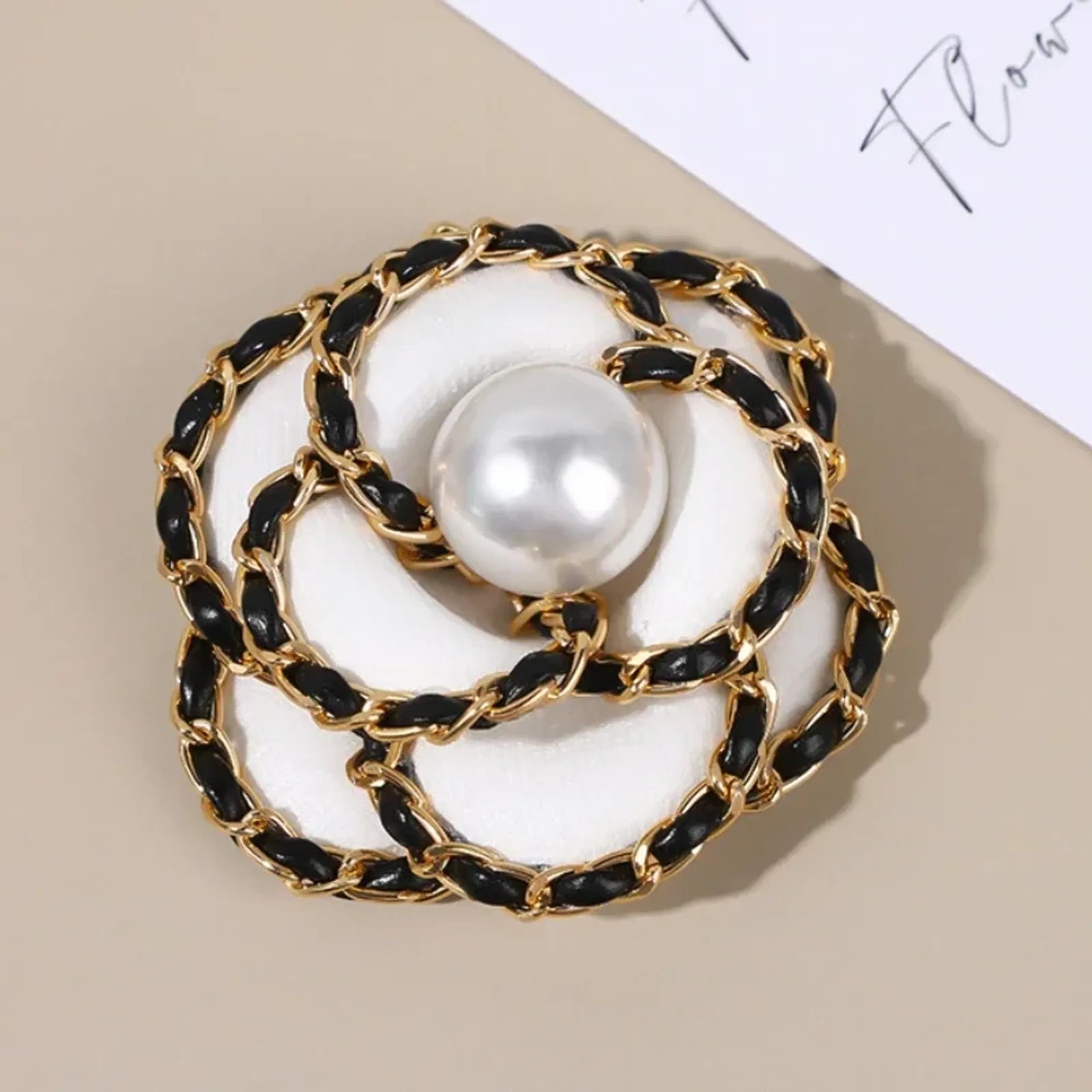 Korean Fashion Camellia Pearl Brooch for Women