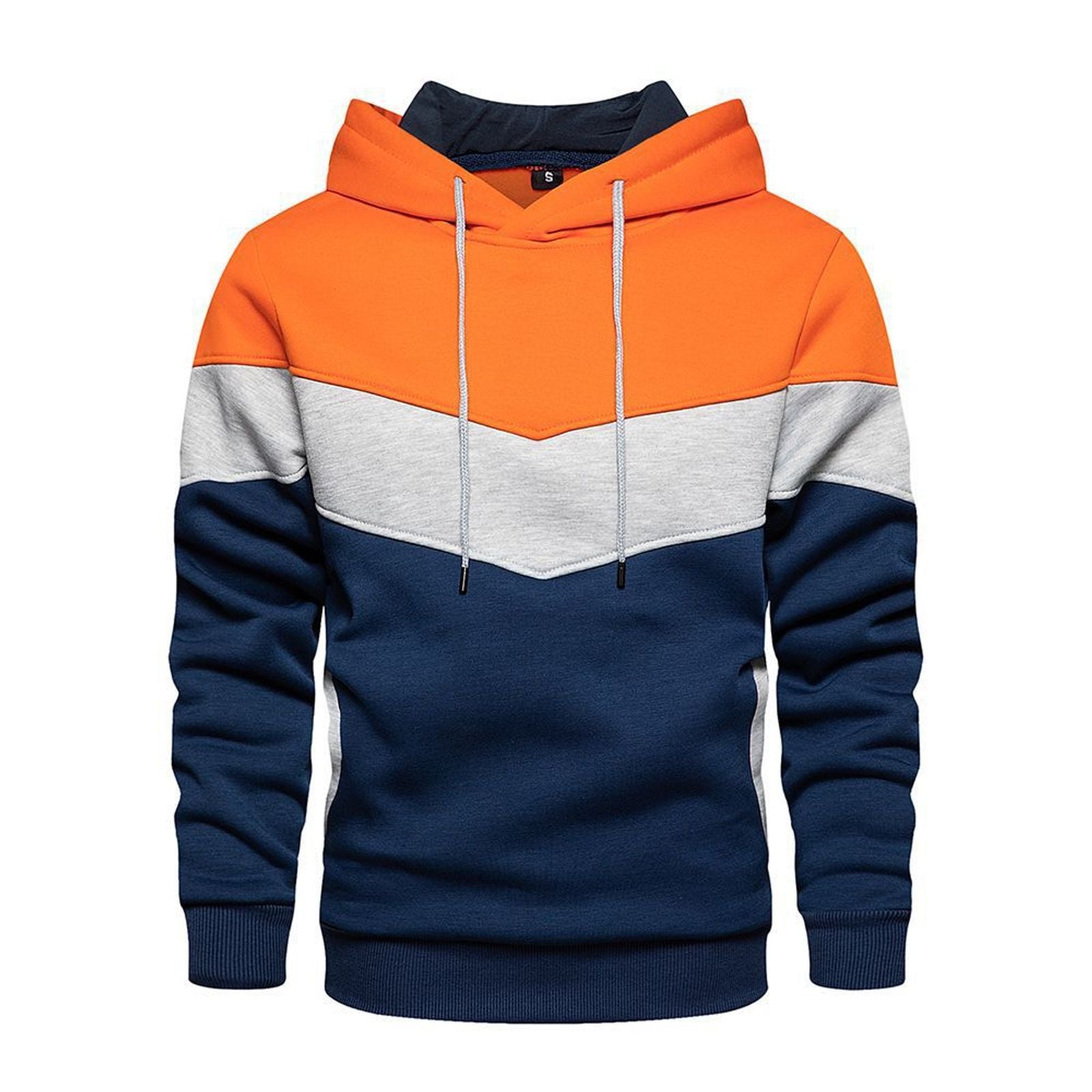 Men's Fleece Thermal Patchwork Hoodie for Outdoor Sports