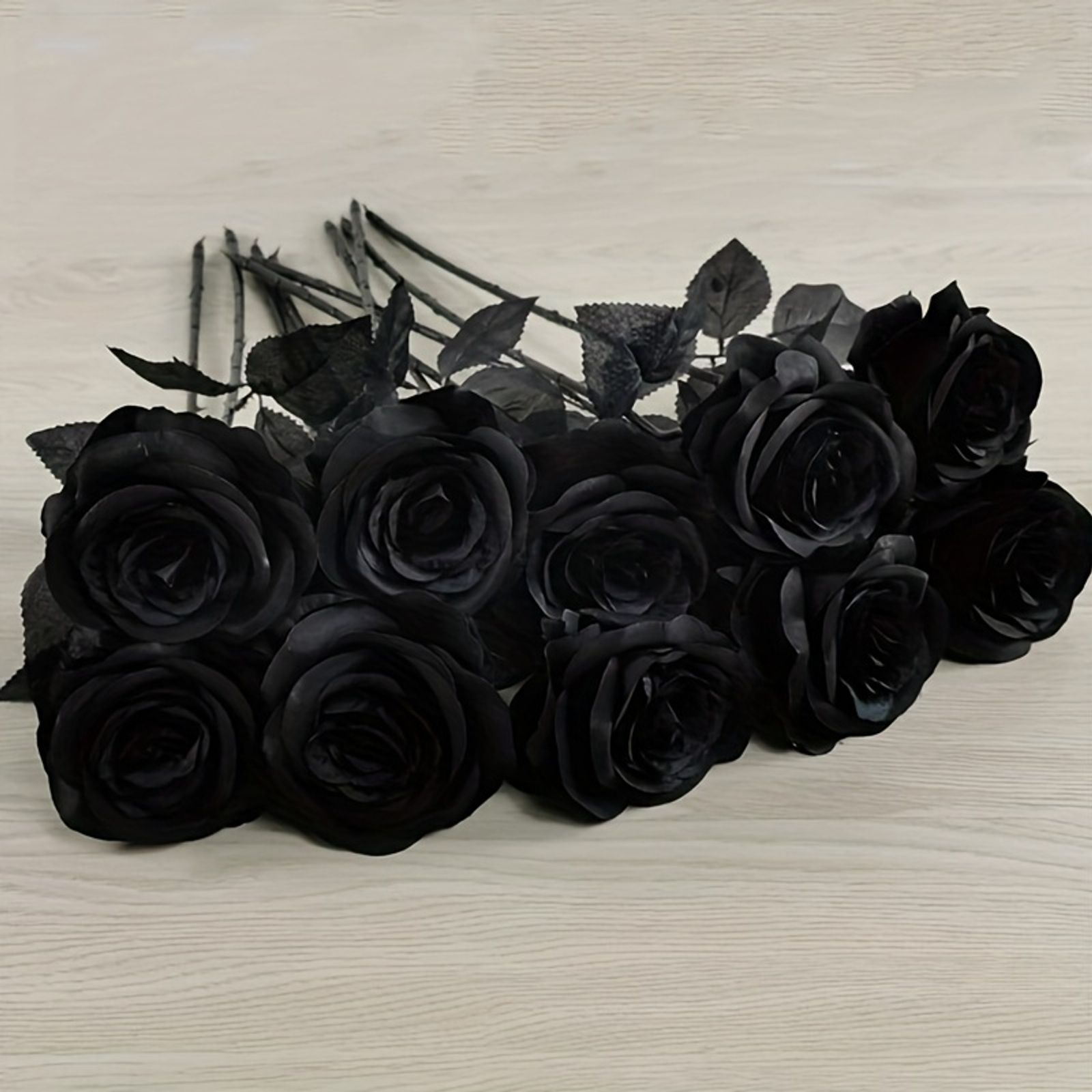 Artificial Black Roses - Long Stem Fake Flowers for Decor