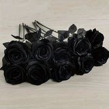 Artificial Black Roses - Long Stem Fake Flowers for Decor