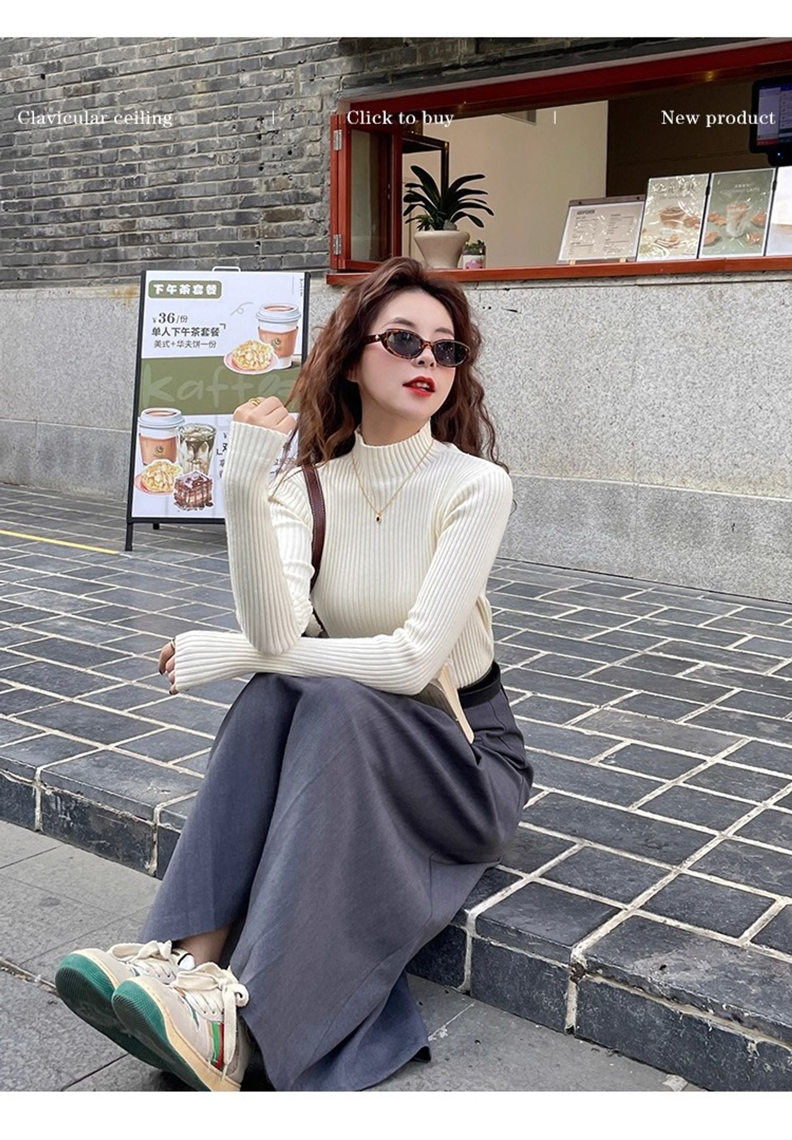 Solid Color Slim Turtleneck Sweater for Women