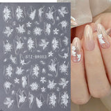 3D White Flower Nail Art Stickers