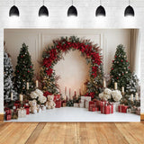 Winter Christmas Wedding Photo Backdrop with Arch and Tree