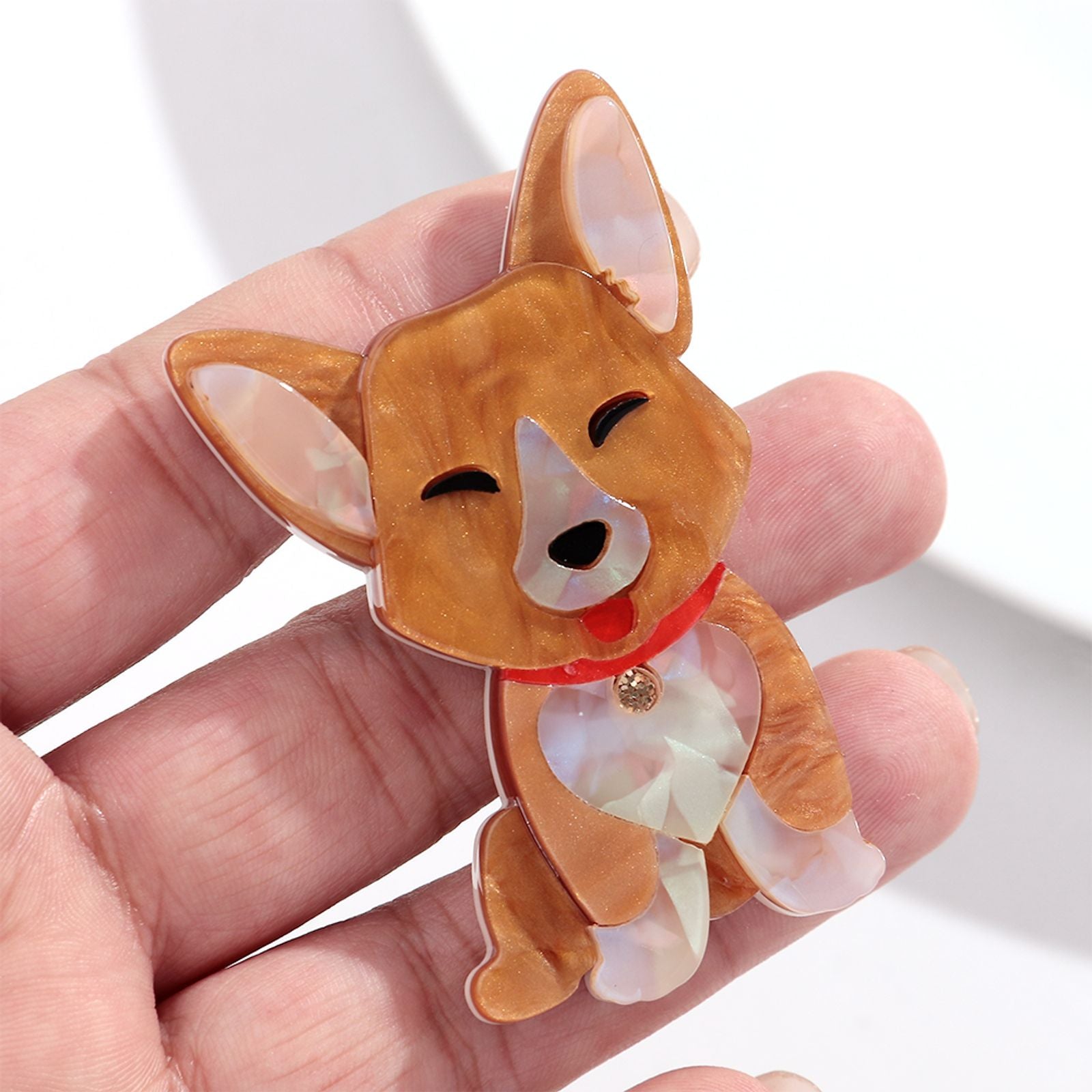 Cute Acrylic Splicing Bell Puppy Brooch for Women