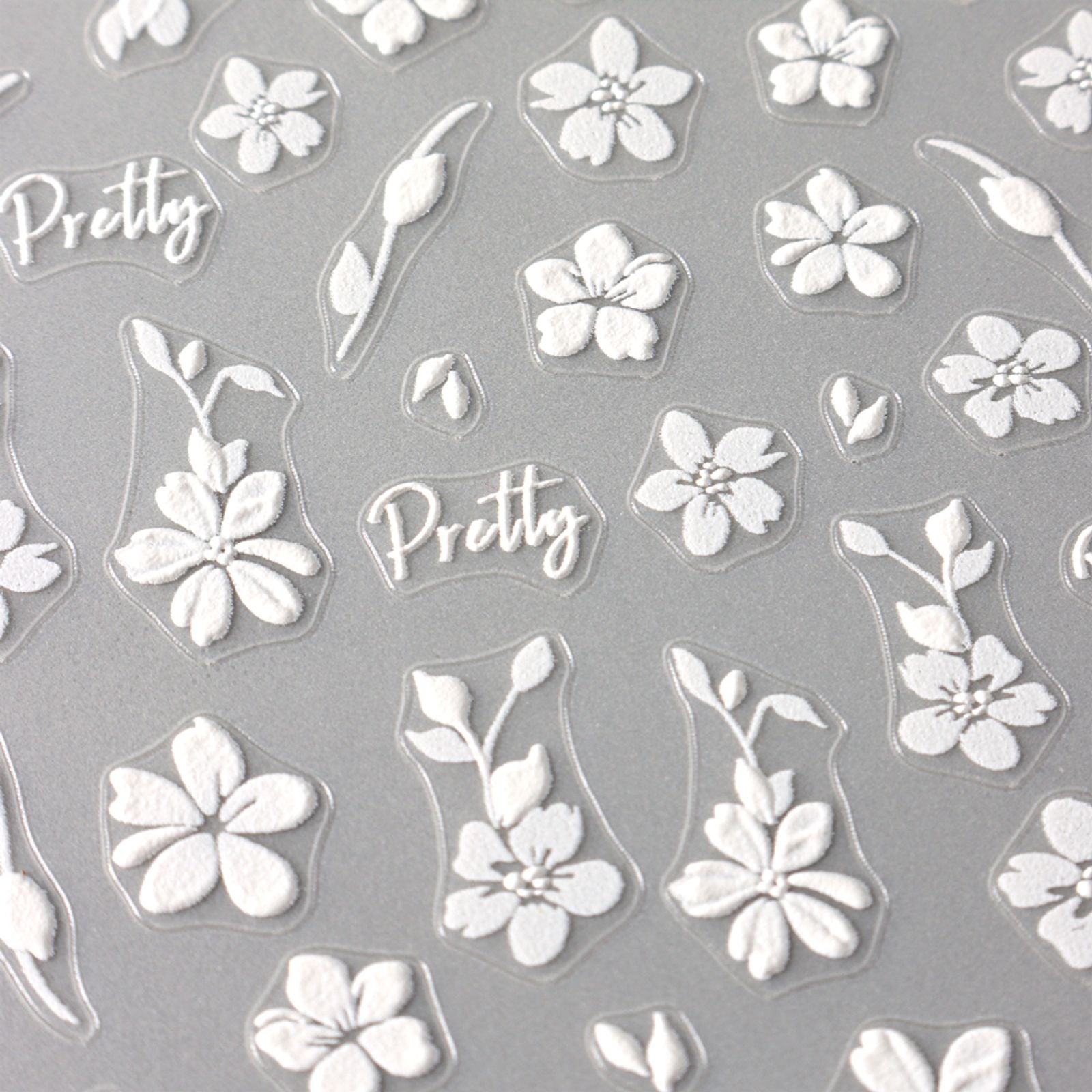 2pcs 3D White Flower Nail Art Stickers for DIY Manicure