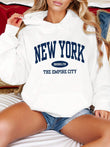 Brooklyn Creative Letter Printed Fleece Hoodie