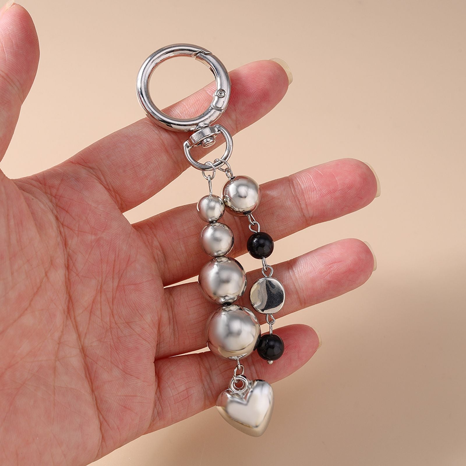 Cute Bowknot Love Heart Keychain with Crystal and Pearl