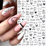 6PCS 3D Valentine’s Day Nail Art Stickers - Cute Cartoon Designs