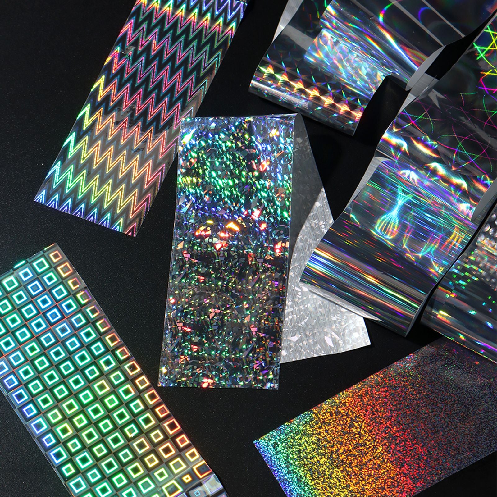 Holographic Chrome Silver Nail Art Foil Transfer Stickers