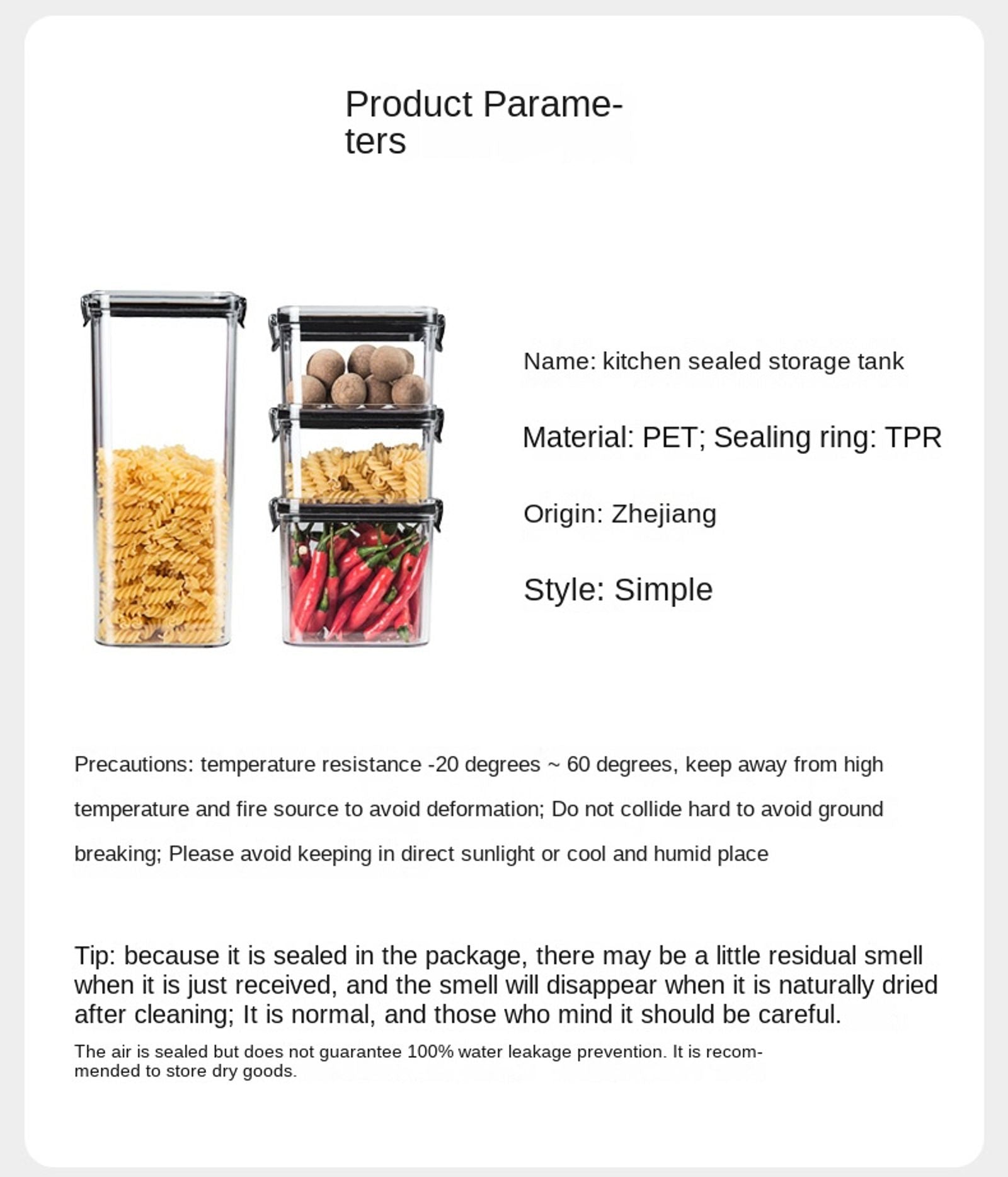 Large Plastic Sealed Jars for Grain and Seasoning Storage