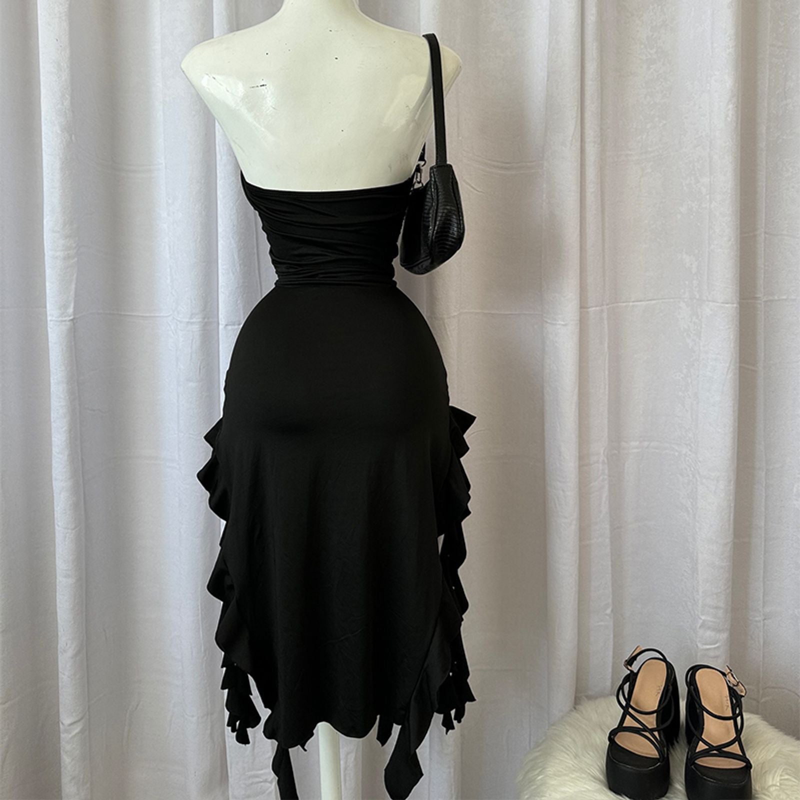 Women’s Strapless Floral High Slit Mini Dress