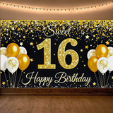 Sweet 16 Birthday Banner with Glitter Design