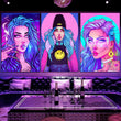 Cyber Punk Anime Neon Girl Canvas Art