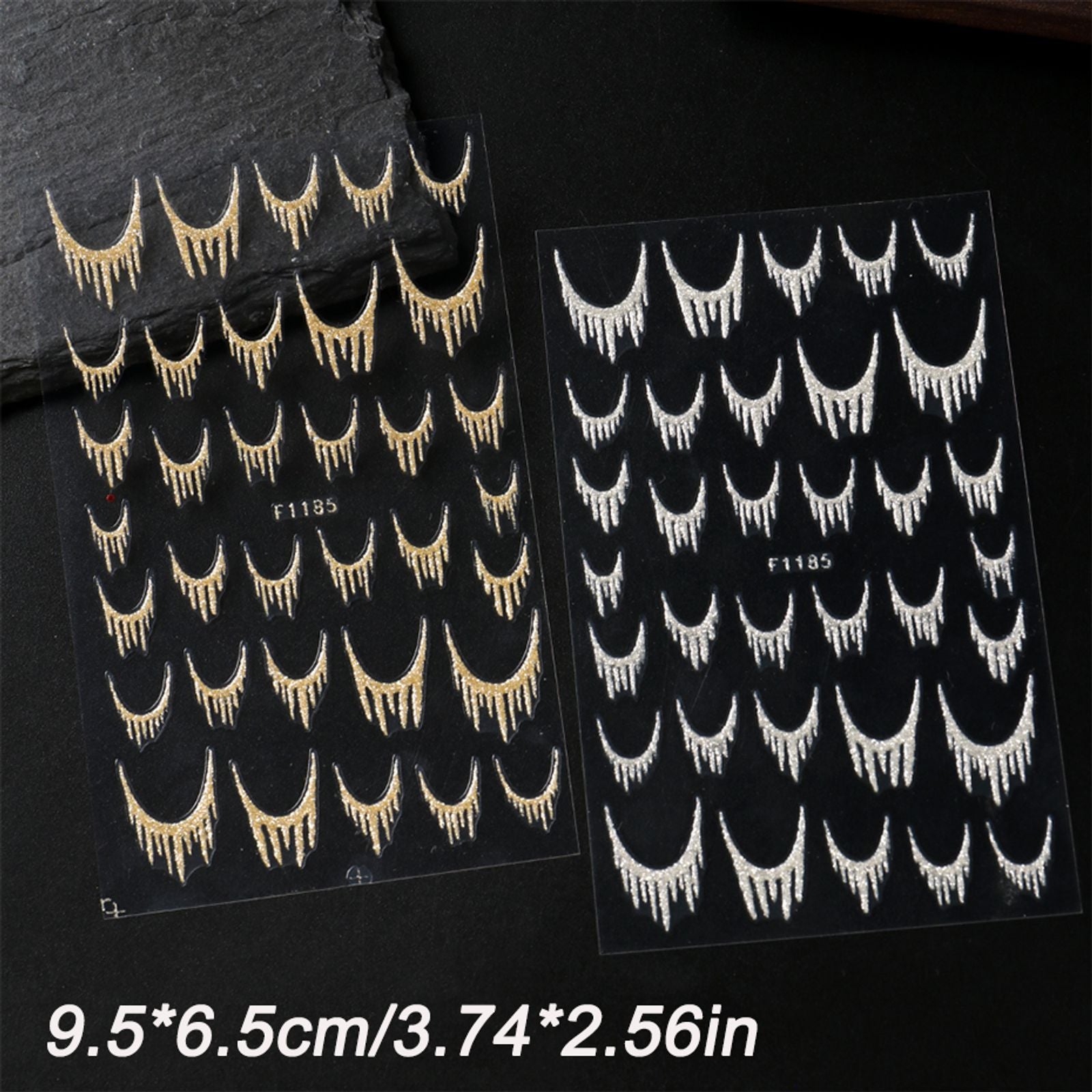 2pcs Reflective Glitter French Nail Art Stickers