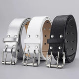 Women's Simple Double Hole Punk Belt for Men and Women