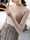 Autumn Winter Mock Neck Women's Vintage Knitted Sweater