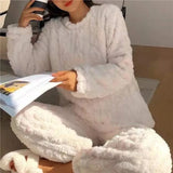 Women's Thickened Coral Velvet Winter Pajamas Set