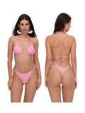 Women's Push-Up Bra Bikini Set - Solid Color Swimwear
