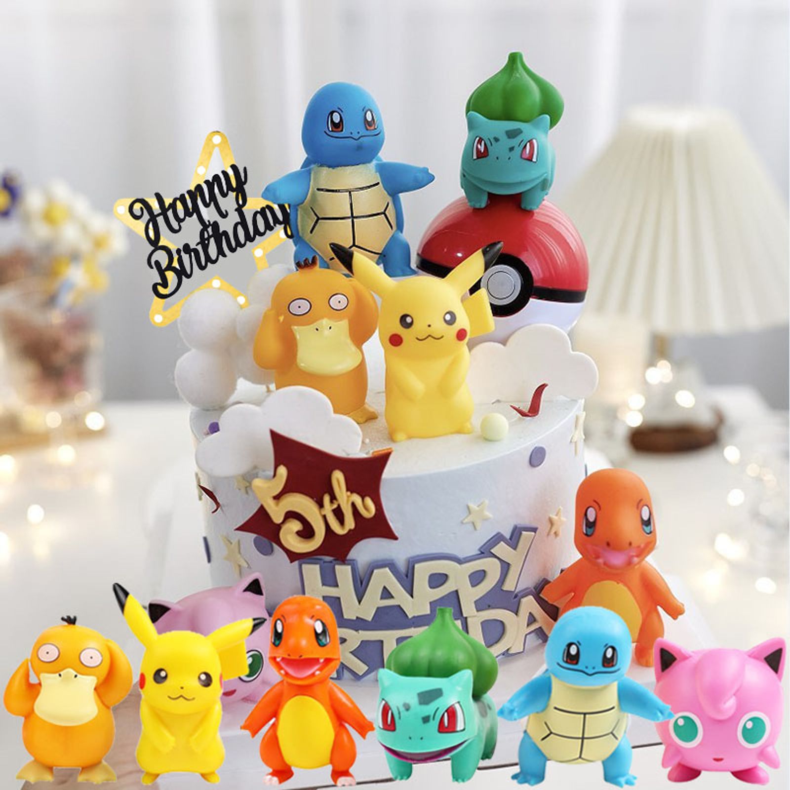 Pokemon Cake Decoration Set with Pikachu and Pokeball