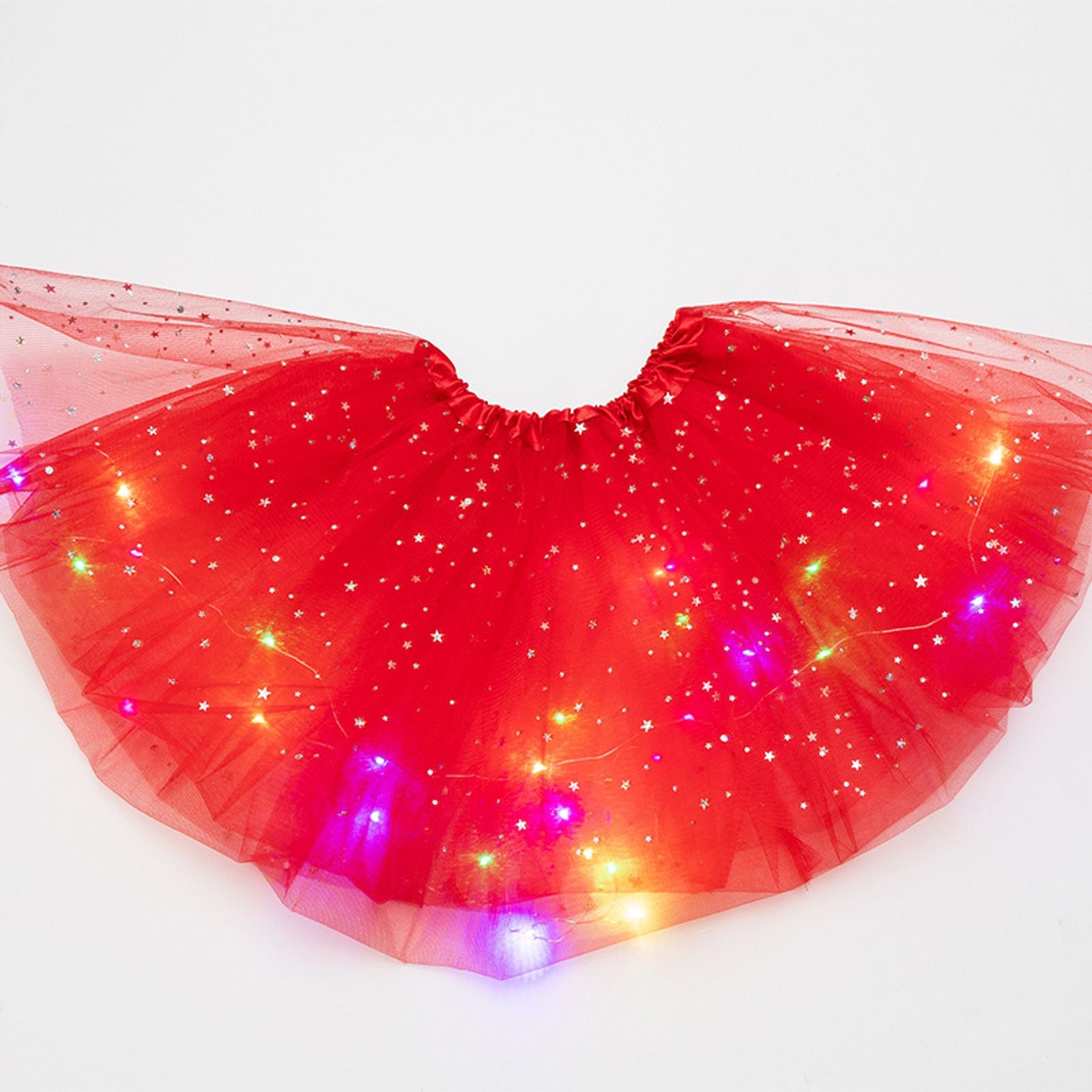 LED Glowing Women's Tulle Star Mini Skirt