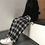 Oversized Black Plaid Women’s Sweatpants