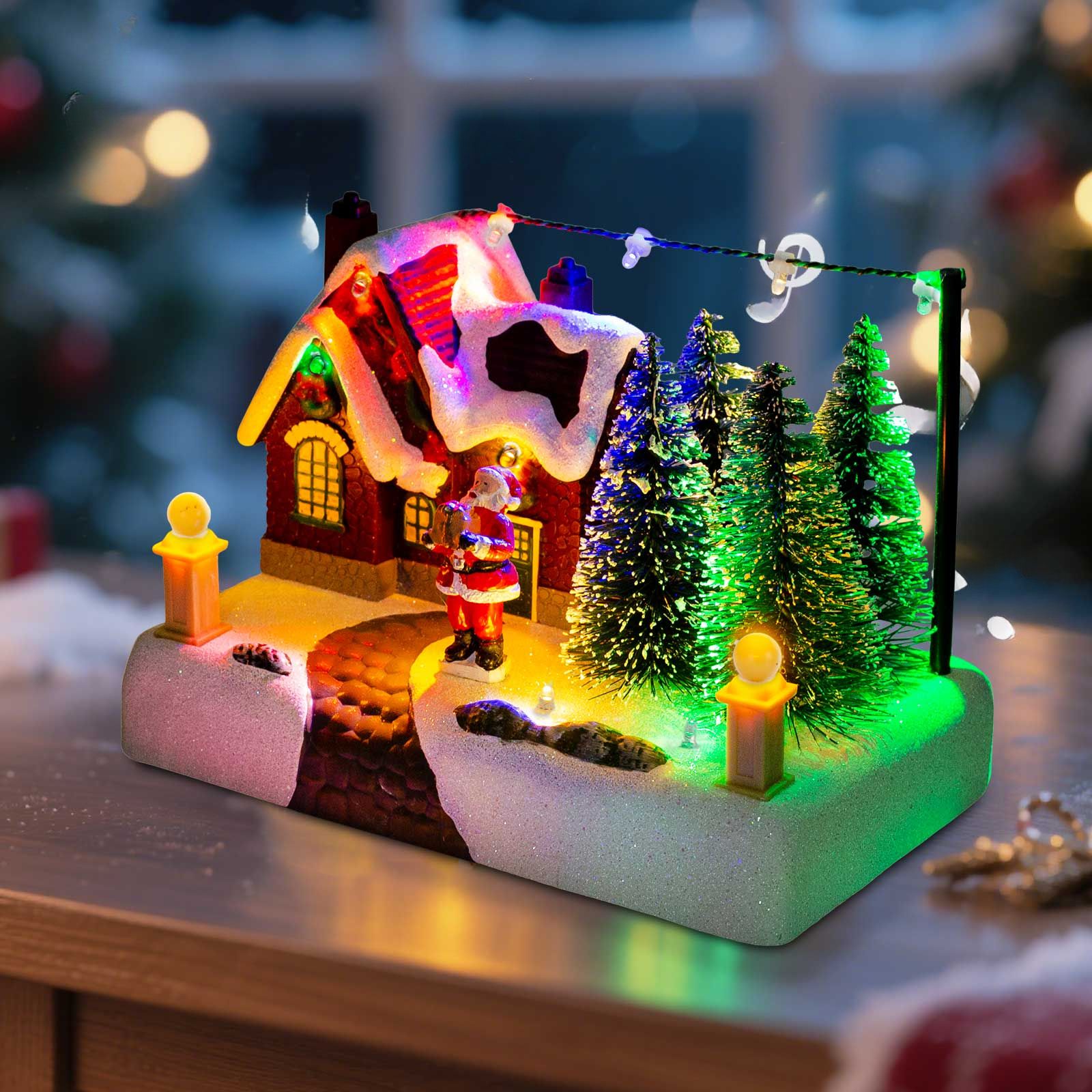 Christmas Village Scene Collectible with Lights and Trees