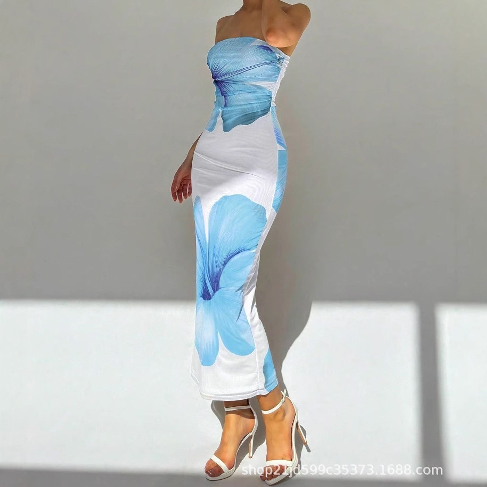 Fashionable Floral Print Slim Fit Tube Dress