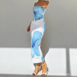 Fashionable Floral Print Slim Fit Tube Dress