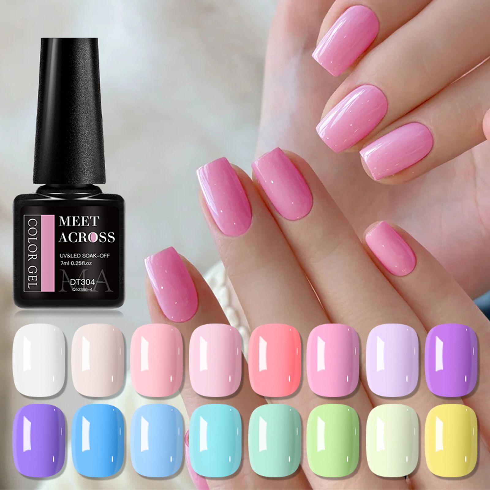 9pcs Macaron Color Gel Nail Polish Set – UV Soak Off Varnish