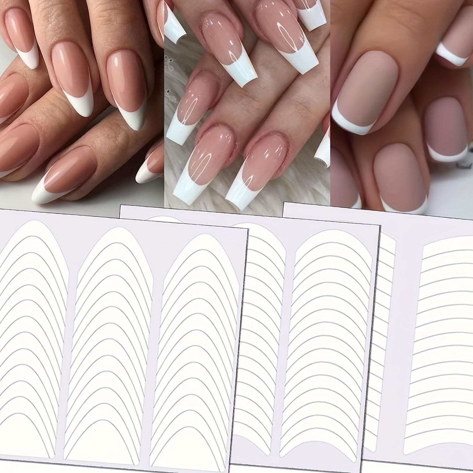 3PCS Self-Adhesive French Nail Art Stickers for DIY Decoration