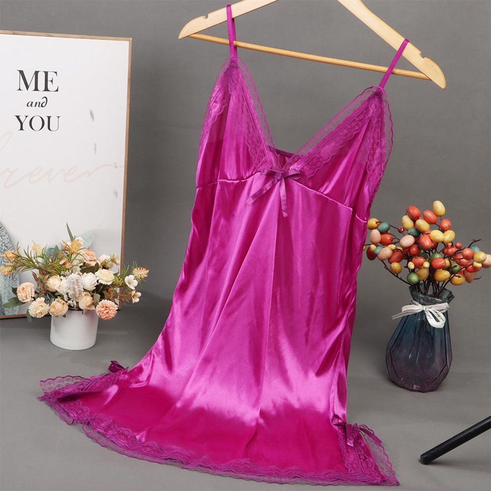 Sexy Lace Patchwork Nightgown Lingerie for Women