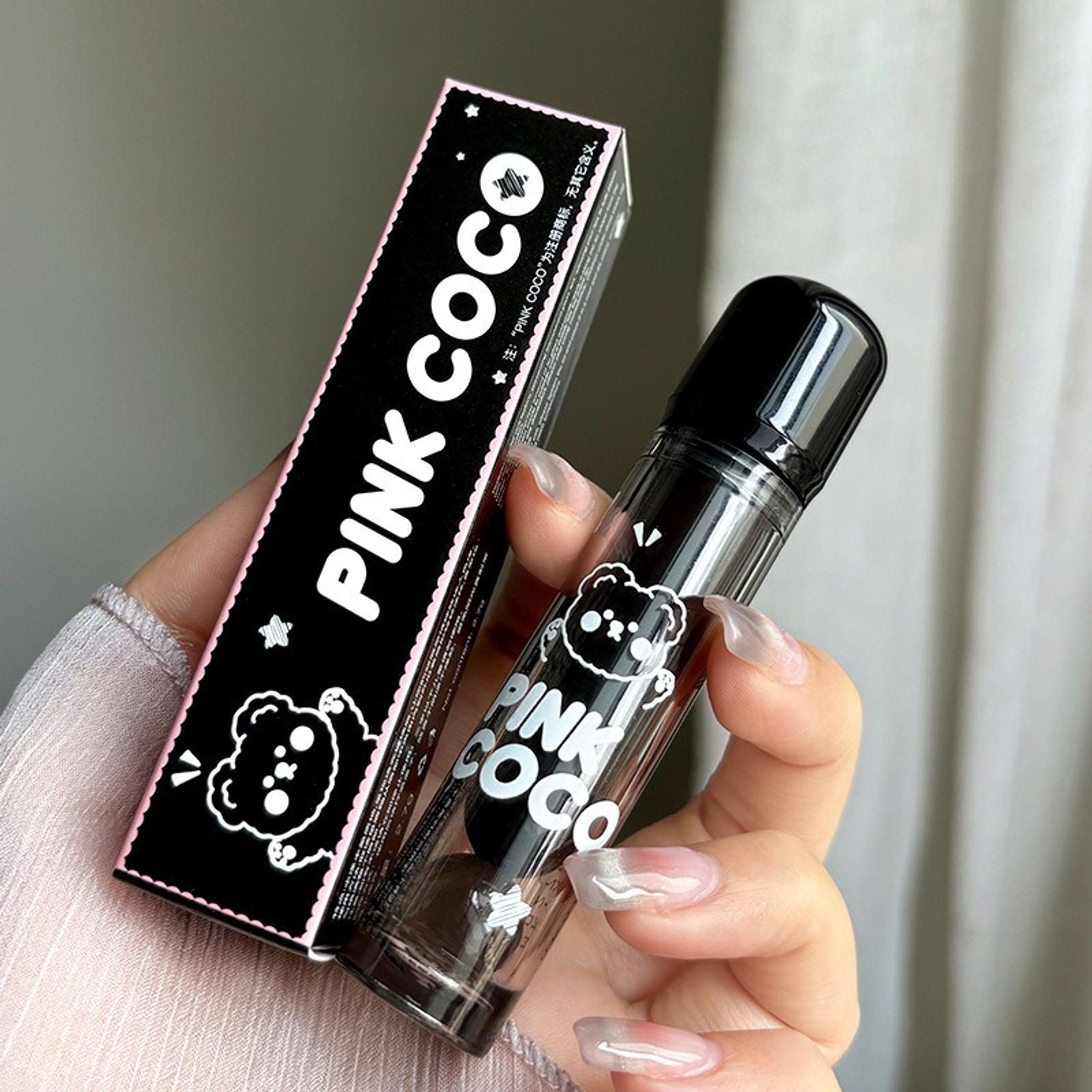 PINKCOCO Bear Doodle Mirror Lip Glaze - Long-Lasting Gloss