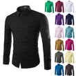 14 Colors Solid Color Men's Fashionable Long Sleeve Shirt