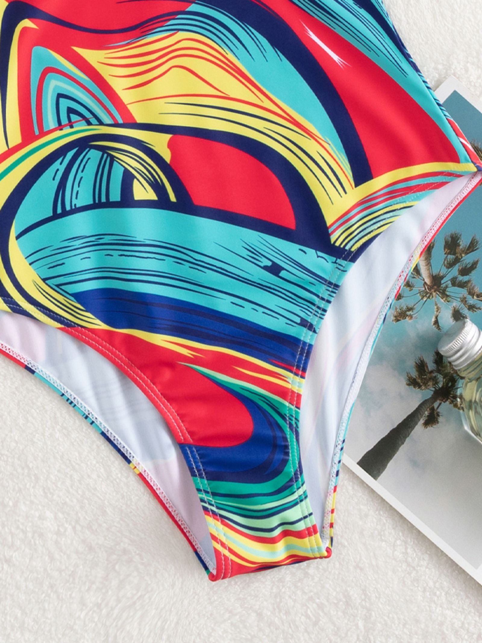 Sexy Print Strapped One Piece Swimsuit for Women