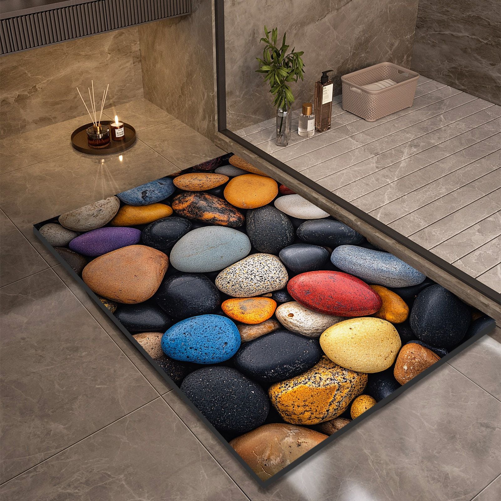 Stone Design Diatomite Bath Mat - Non-Slip & Quick Dry