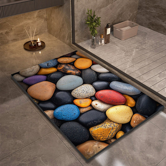 Stone Design Diatomite Bath Mat - Non-Slip & Quick Dry