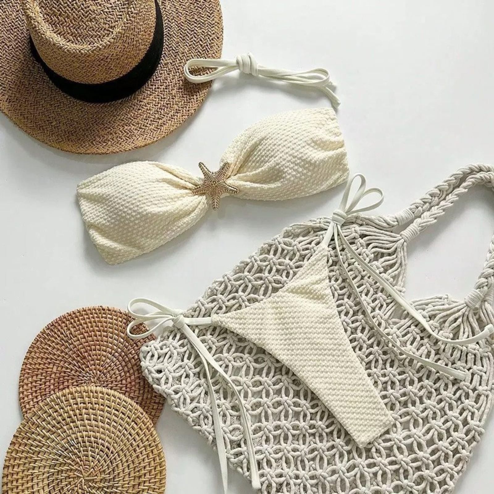 Solid Color Lace Up Bikini for Women – Beach Ready Style