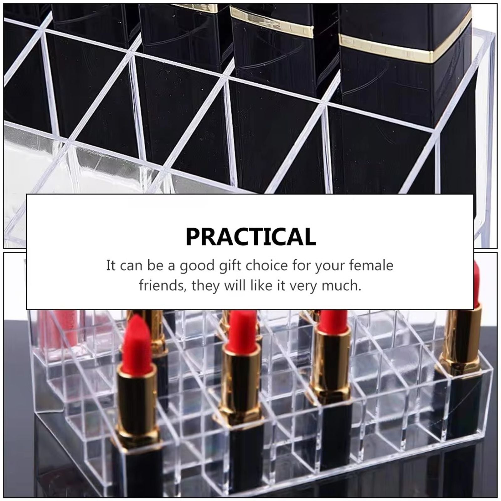 Clear Lipstick Stand Case Makeup Organizer