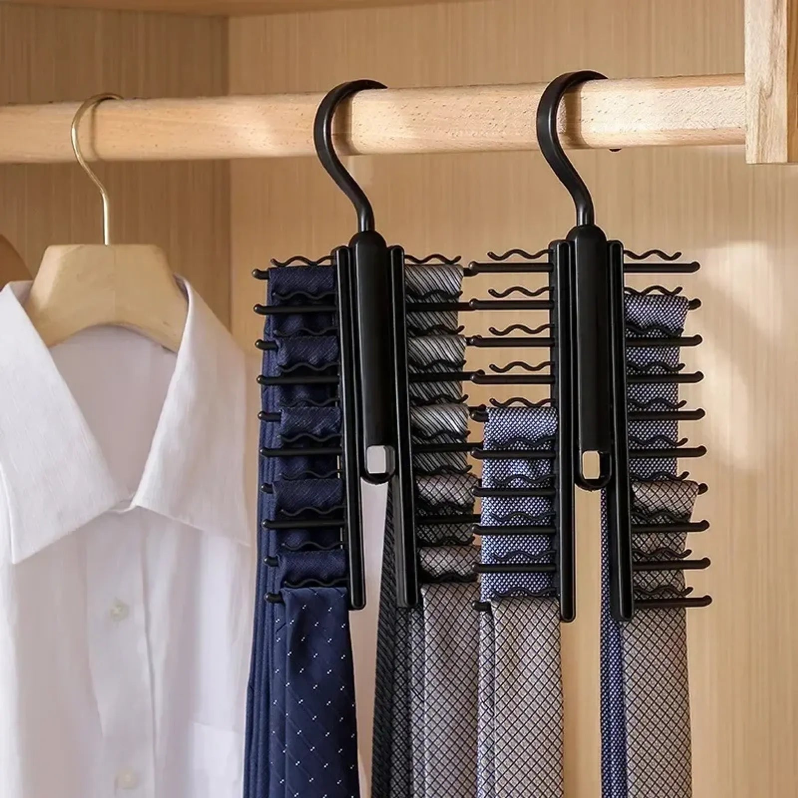 Rotatable 20-Hook Silk Scarf and Tie Storage Rack