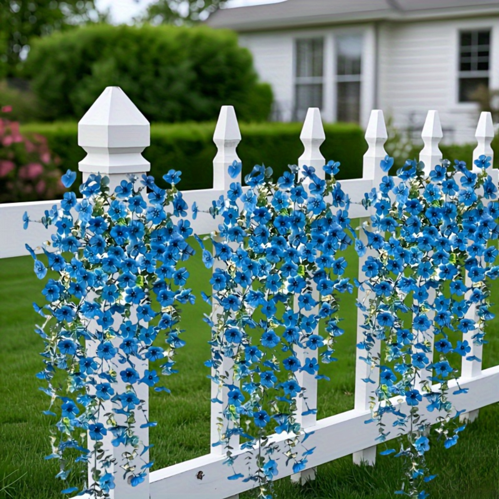 Artificial Blue Hanging Orchid Wall Decor with Eucalyptus