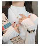 Solid Color Slim Turtleneck Sweater for Women